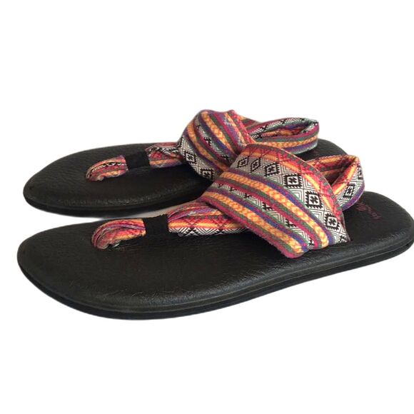 Sanuk Yoga Sling 2 Prints sandals flip flop shoes size 10 spring cute - Picture 1 of 8